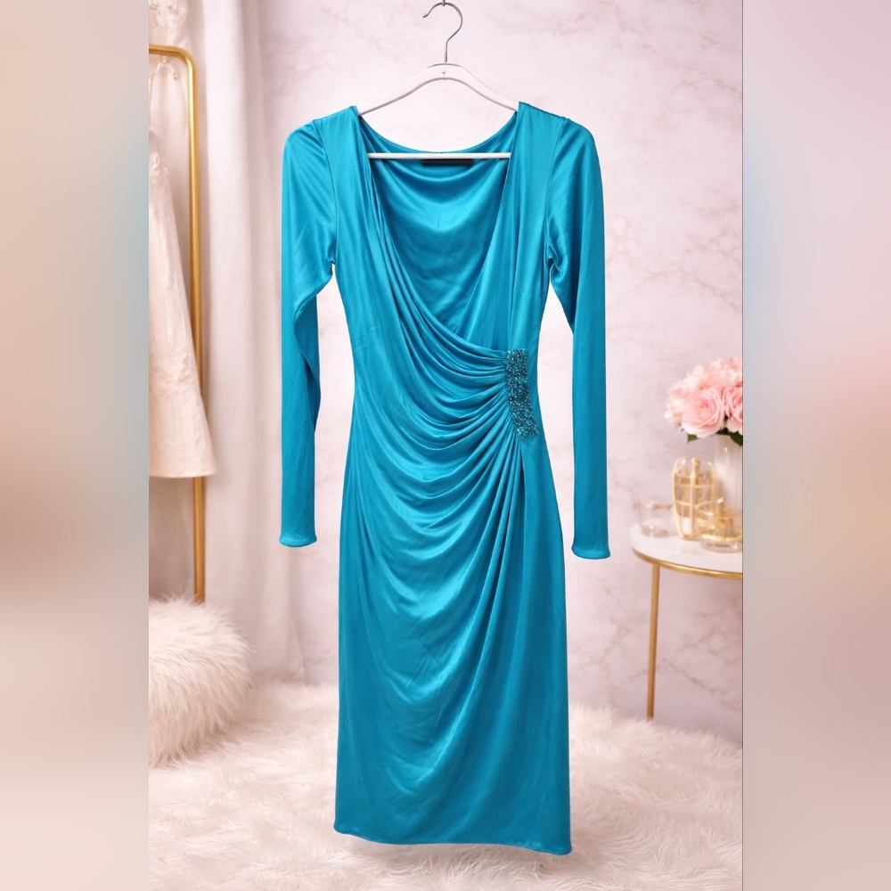 Authentic Versace Small Teal Long Sleeve Dress